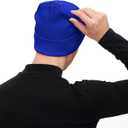 2 x American Trends Unisex Beanie Hat Warm Winter Hats Soft Knit Hat Plain Skull Caps for Men Women Lightweight Beanie (Blue)