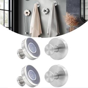 Brushed Nickel Suction Cup Hooks,Heavy Duty Suction Cup Towel Hook Up to 12 lbs,Removable Shower Loofah Holder for Bathroom, Kitchen, Glass Door, Mirror, Tile(3-Pack)