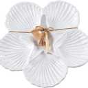 Mud Pie Shell Sectional Platter, 2 Piece Set, White, platter 12" dia | spreader 5 1/2", Seashell