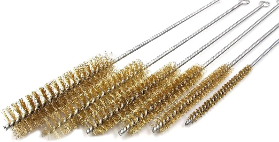 6Pcs Tube Bottle Brush Brass Cleaning Tool Multipurpose Pipe Brush Tool Set, Brass Wire Bottle Long-Handle Bristle Cleaning (8,12,14,16,20,25mm)
