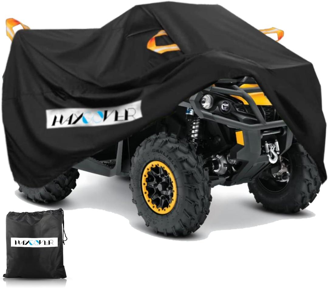 ATV Cover Waterproof Heavy Duty XXXL 102 Inches 300D Oxford Cloth Quad ATC 4 Wheeler Rain Cover All Weather for Polaris Sportsman Yamaha Honda Kawasaki Quad Bike(102 * 48 * 48 Inch) (Black)