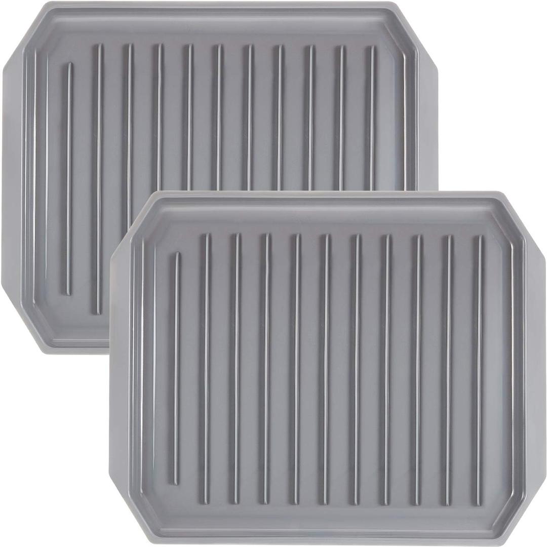 Shappy 2 Pieces Microwave Bacon Tray Microwave Bacon Cooker Grill Rack Piratical Baking Oven Tray for Frozen Snacks, Frozen Pizza Cooking Supplies, Heat Resistant up to 120c, Grey, 10.6 x 8.66 Inch