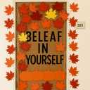 100 Pcs Fall Tree Classroom Bulletin Board Decorations Pumpkin Maple Leaf Bulletin Board Paper Cutouts Be-Leaf in Yourself with Glue Points for Classroom School Home Wall Decor