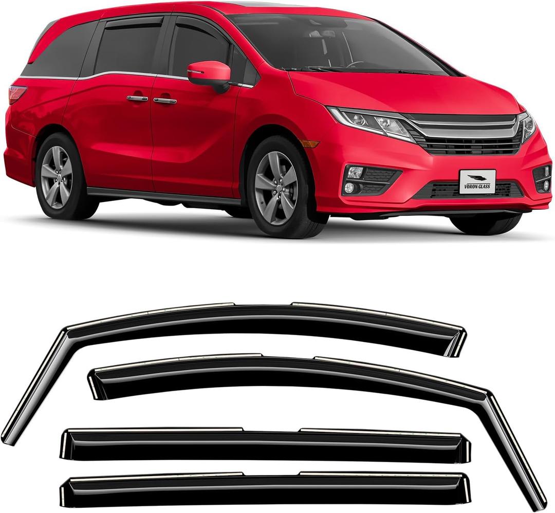 Voron Glass in-Channel Extra Durable Rain Guards for Honda Odyssey 2018-2026, Window Deflectors, Vent Window Visors, 4 Pieces - 200718