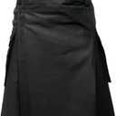 Tartanista Mens Tactical Combat Utility Kilt With Pockets Plain, Black, Size 30