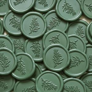 UNIQOOO Wax Seal Stickers - Rosemary Wedding Invitation Envelope Seal Stickers, 50 Pcs Self Adhesive Olive Green Stickers, Perfect for Invitation, Envelopes, Gift Wrapping, Christmas