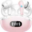 Wireless Earbuds, Bluetooth Headphones 5.4 HiFi Stereo, Ear Buds with 4 ENC Noise Cancelling Mics, 48H Bluetooth Earbuds with Dual LED Display, IP7 Waterproof in Ear Earphones for Android iOS, Pink