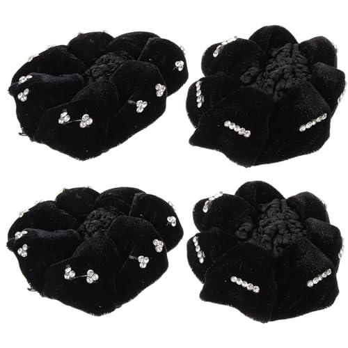 minkissy Black Velvet Rhinestone Hair Net Bun Cover Elastic Mesh Snood for Ballet Dance and Elegant Updos 3.5X3.1X0.6 Inch Hair Accessory