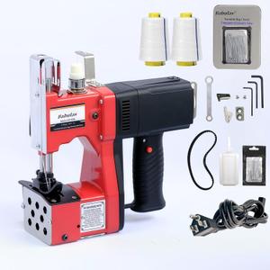 Bag Sewing Machine - 2s/bag Heavy Duty Portable Stitching Machine for Woven Bags, Non-Woven Fabrics, Leather | Warehouse & Farm Packing Tool (Red, Corded - 110V AC)