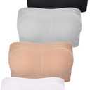 SATINIOR 4 Pieces Women Seamless Bandeau Bra Strapless Bralette Padded Tube Top Bra (S)
