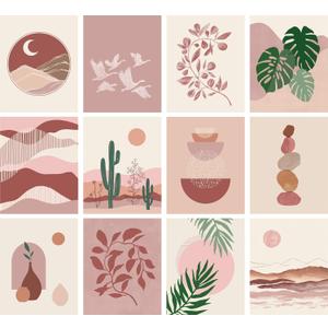 Artivo Boho Wall Art Prints Southwestern Art Wall Decor 8x10 12 Set, Neutral Aesthetic Wall Collage Kit, Modern Wall Art Desert Bedroom Posters