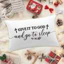 2 x Christian Gifts for Women Men, Give It to God and Go to Sleep Throw Pillow Cover, Religious Housewarming Gift for Women, 12x20 Inch Christian Decorative Cushion Case for Home Bed Decor