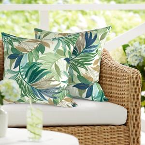 Pack of 2 Waterproof Outdoor Pillow with Inserts, 18x18 Square Patio Decorative Throw Pillow for Home,Sofa,Bench and Patio Furniture,Lush Leaf Green