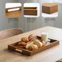 Larger Bamboo Serving Tray with Handles - Decorative Wooden Trays for Eating, Working, and Storing, Suitable for Use in Bedroom, Living Room, Kitchen, Bathroom, Outdoor Scenarios and More