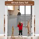 Reinforced 48" Extra Tall Dog Gate with Support Rods, 4 Ft Tall Retractable Dog Gates for Doorways 55" Wide Mesh Baby Gate for Cats - Prevent Baby/Pet from Jumping Over, Gray