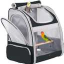 Bird Backpack Carrier with Stand Perch, Bird Travel Backpack for Hiking, Airline Approved Black Bird Backpack