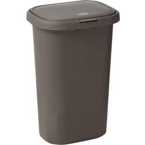 Rubbermaid Spring Top Trash Can with Lid 13 Gallon Gray Plastic Garbage Bin for Home/Kitchen/Office/Garage
