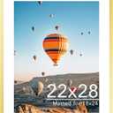 JCJMY 22x28 Picture Frame with 18x24 Mat, Display Photo 18x24 with Mat or 22 x 28 Without Mat, Wall Hanging Large 22 by 28 Poster Frame with Plexiglass, Gold