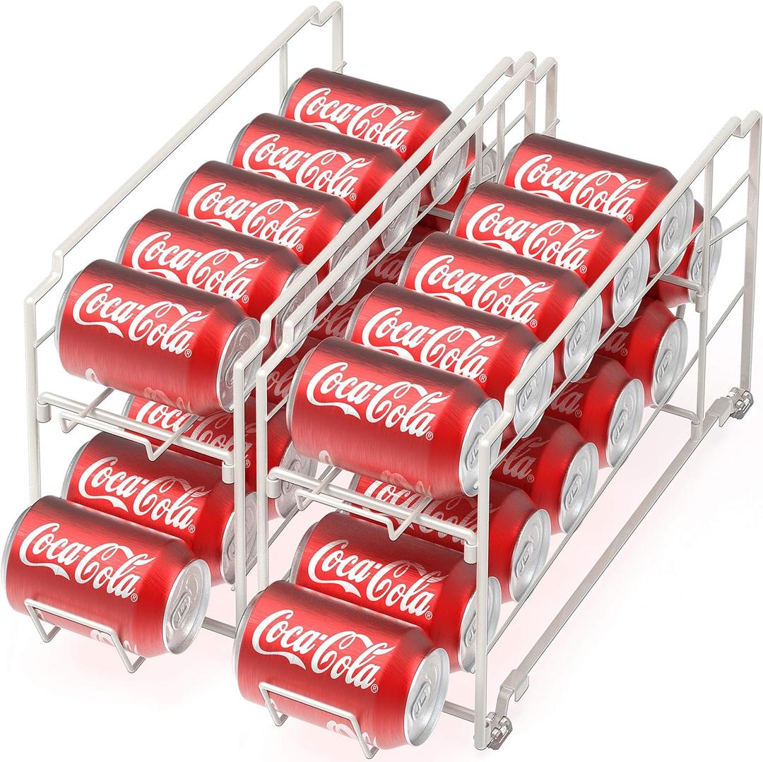 Simple Houseware Stackable Beverage Soda Can Dispenser Organizer Rack, White - 2 Pack (Standard)