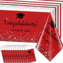 12 Pack Class of 2026 Graduation Tablecloths,Foil Dot Plastic Disposable Rectangle Table Covers for 2026 High School University College Graduation Party Decorations,108*54 Inch (Red and Black)