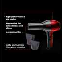 Solano Vero Rosso Ceramic Ionic Hair Dryer - Fast Drying 1600 Watt Lightweight Blow Dryer - Quiet + Ergonomic Design +Tourmaline for Added Shine and Smoothness - Italian-Made