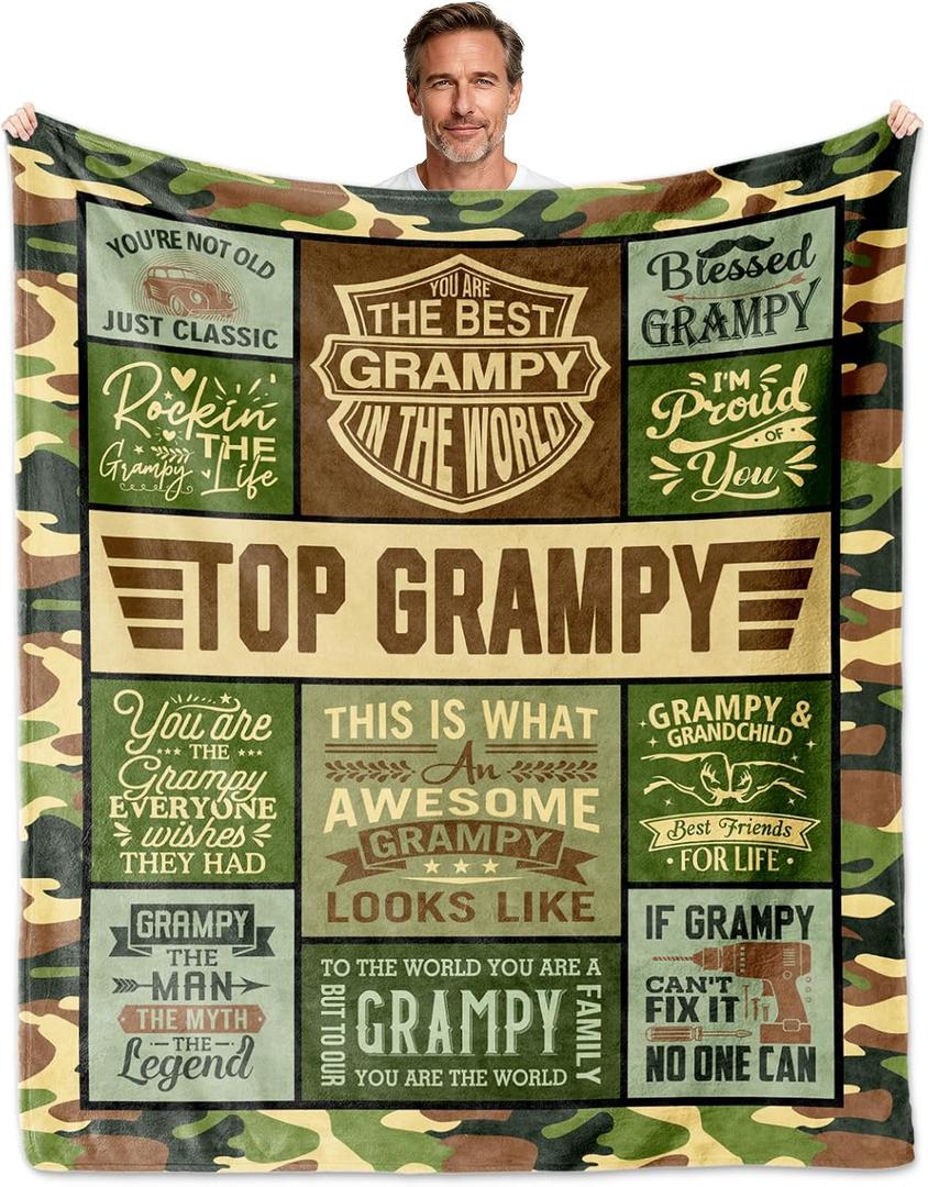 Grampy Gifts from Grandchildren, Grampy Blanket 60"x50", Gifts for Grampys from Grandkids, Grampy's Gift for Grandpa, Grampys Gift Ideas for Birthday Fathers Day Christmas, Grampy's Present
