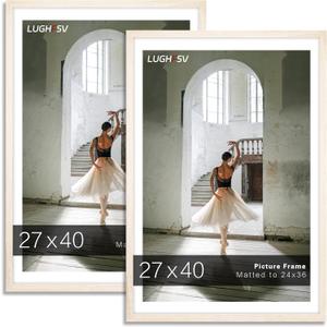 27x40 Large Picture Frame for Wall, Vertical or Horizontal Wall Hanging Large Poster Frame for Photo and Posters, Poster Frame 24x36 with Mat 27x40 Without Mat (Natural)