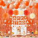 Orange Birthday Decorations Orange White Happy Birthday Banner Balloons Hanging Swirls Fringe Curtain Backdrop for Fall Autumn Harvest Thanksgiving Halloween Party Supplies