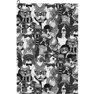 Dogs Black White Photos Golf Towel with Clip for Men Women Absorbent Microfiber Golf Towels for Golf Bags Quick Drying Sports Golf Bag Towels Golf Accessories Gift, 24 x 16 Inch
