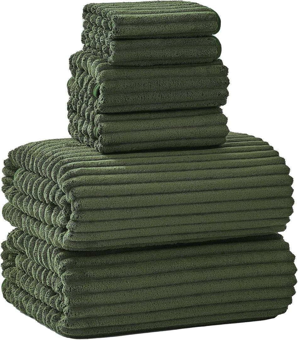 Extra Large Bath Towel Set of 6 (40"x80"),Oversized Bath Sheet Super Soft Highly Absorbent Microfibers Quick Dry Luxury Shower Towel for Bathroom Spa Gym Hotel Yoga (Olive Green, 6Piece)