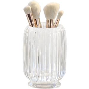 Crystal Makeup Brush holder Organizer, Vintage Make Up Brush Cup Pen Pencil Holder striped vase, Comb Brushes Pen Pencil Storage Box Container (Clear)
