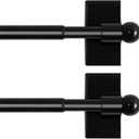 H.VERSAILTEX 2 PACK Magnetic Curtain Rods for Metal Doors, 16 to 28 Inch, 1/2 Inch Diameter, Multi-Use Adjustable Appliances for French Doors Magnetic Cafe Curtain Rod (Black)