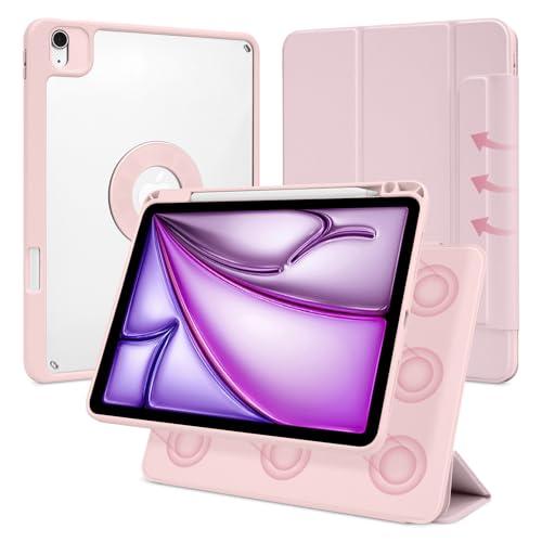 Dwopar Case for iPad Air 11 M3/ M2 2025/ 2024, iPad Air 11/ 10.9 Inch 7th/ 6th/ 5th/ 4th Gen, iPad Pro 11 Inch 4th/ 3rd/ 2nd 2022/ 2021/ 2020 with Pencil Holder, Vertical Stand, Detachable Magnetic, Pink