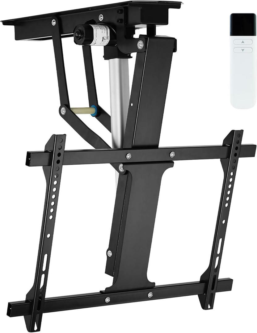 TOPSKY Electric Adjustable Ceiling TV Mount with Remote, Motorized Flip Down Fits for Flat and Pitched Roof and 32 to 70 Inch Flat and Curved Screen TVs (Black)