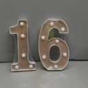 Treela 8.7'' Birthday Decorative LED Light up Numbers, Glitter Marquee Number Sign for Night Birthday Party Decorations Anniversary Bar LED Sign Backdrop Wall Table Centerpieces (16th, Rose Gold)