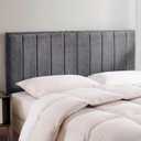 Upholstered Queen Headboard - Easy Assemble Channel Stitched Headboard Queen Size - Wall Mounted Headboards with 3D Soundproof Wall Panels Peel & Stick Floating Headboards, Grey (Gray)