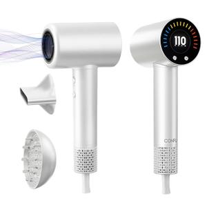 CONFU Hair Dryer, 110000 RPM Fast Drying Blow Dryer with Magnetic Diffuser and Concentrator, Professional Lightweight Ionic Hair Dryer for Women and Men (White)