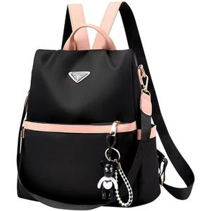 go-done Small Nylon Women Backpack Purse Anti-theft Fashion Travel Shoulder Bag,Ladies Single Shoulder Bag,Mini Backpack (Black-pink)