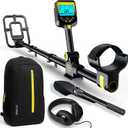 Metal Detector for Adults Waterproof - 2000mAh Chargeable Professional Cordless Gold Detector with LCD Display, Retractable Foldable Higher Accuracy Metal Detector with 10" IP68 Coil - OKESAM (BLACK)