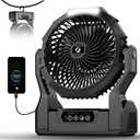 XZK 24000mAh Rechargeable Camping Fan, 64H Runtime Battery Powered Portable Travel Fan with LED Light, Tent Fans for Indoor,Outdoor,Fishing,Jobsite & Hurricane Emergency,Gifts for Men Dad Him,Black, Large-12-64Hours