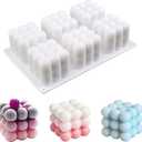 3D Bubble Candle Molds - 6 Cavity Bubble Cube Silicone Mold for Candles Soap Making, Bubble Cake Mold for Baking Dessert Mousse Cake Jelly Ice Cream