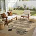 UERMEI 5x7 Outdoor Jute Area Rug Patio, Neutral Rugs for Living Room Backyard Machine Washable Non Slip, Pet Friendly Indoor Farmhouse Carpet for Dining Room - Brown