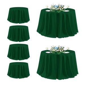 sancua Round Tablecloth 132 Inch Diameter, 6 Pack Hunter Green, Circle Polyester Fabric Table Cloth for Christmas Party Reception Banquet Birthday, Washable Formal Table Cover(Fit 54-96 Inch Tables)