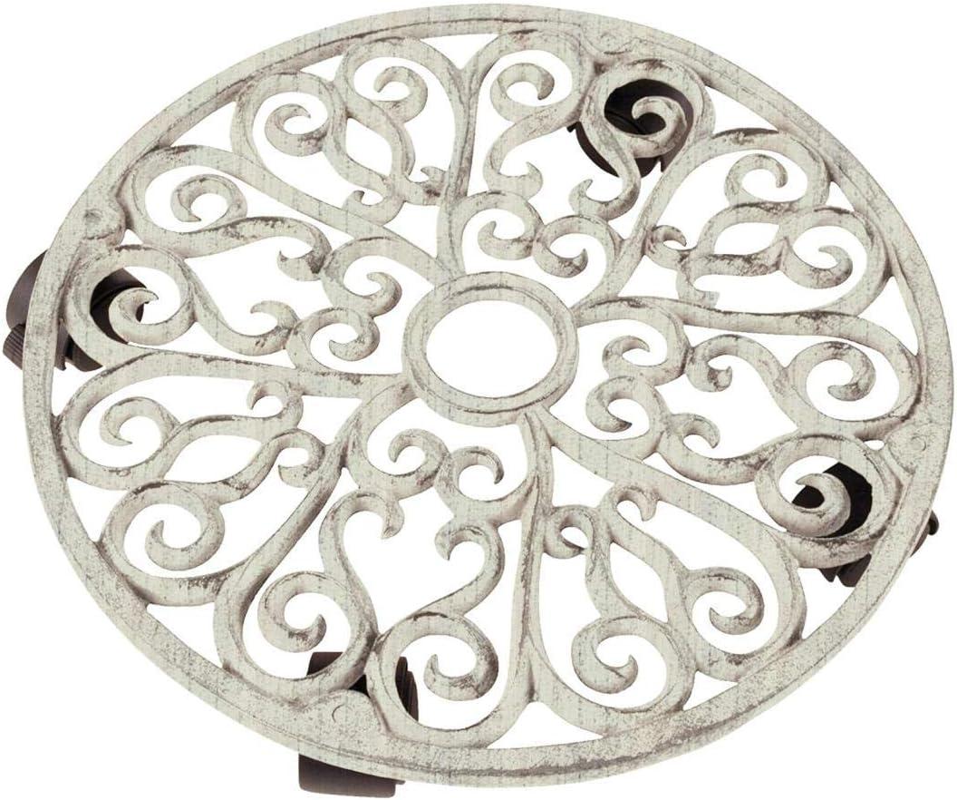 Comfy Hour 12" Cast Iron Heavy Duty Super Strong Industrial Strength Wheel Plant Stand Trolley, White