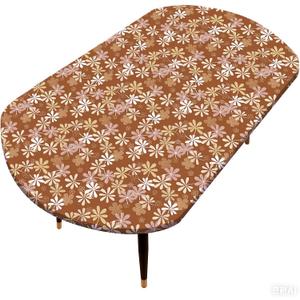 Pioggia Oval Vinyl Fitted Tablecloth with Flannel Backing Elastic Table Cloth Waterproof Oil-Proof Plastic Table Cover Best for Up to 68" x 48" (Flowers Pattern a)