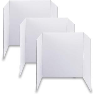 LonlyEagle Trifold Poster Board, 24" x 16", 3-Pack, White Corrugated Project Boards for Science Fairs, School Projects, Event Displays