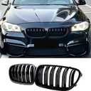 F10 Grille Front Kidney Color Grill Compatible with BMW 5 series F10 F11 M5 2010-2017 Double Slats Gloss Black Grills 2Pcs (For 5er F10 2010-2017)