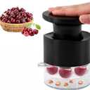 7-in-1 Cherry Pitter Tool  Quick-Release Multi-Cherry Stoner with Splatter Protector, Perfect for Jams, Pies & Cherry Dishes (White)