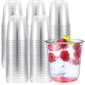 Ziliny 500 Pcs Disposable Stemless Glasses 12oz Crystal Plastic Wine Glasses Clear Classic Pet Cup for Meeting Weddings Birthdays Cocktail Christmas Party Supplies (Clear), about 12oz