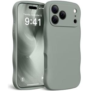 SuydanBox Magnetic for iPhone 17 Pro Case, [Full Camera Protection][Compatible with MagSafe] Cute Wave Frame Silicone Shockproof Protective Phone Case for iPhone 17 Pro 6.3", Calke Green